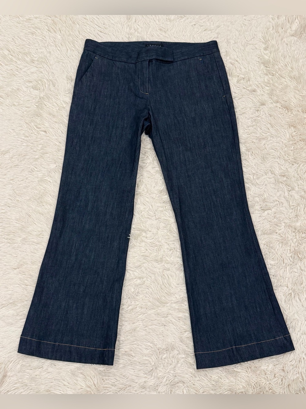Theory Denim Trousers Stretch Flare Leg Pants Women’s 12 Blue Y2K Office Career